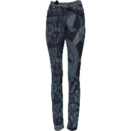 Blue Graphic Print Cotton Skinny Denim Jeans