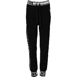 Black Cotton Jogger Logo Waist Pants