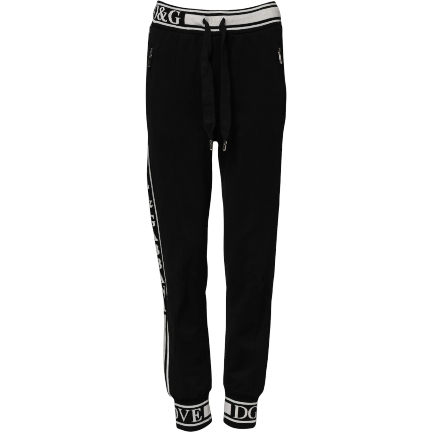 Black Cotton Jogger Logo Waist Pants
