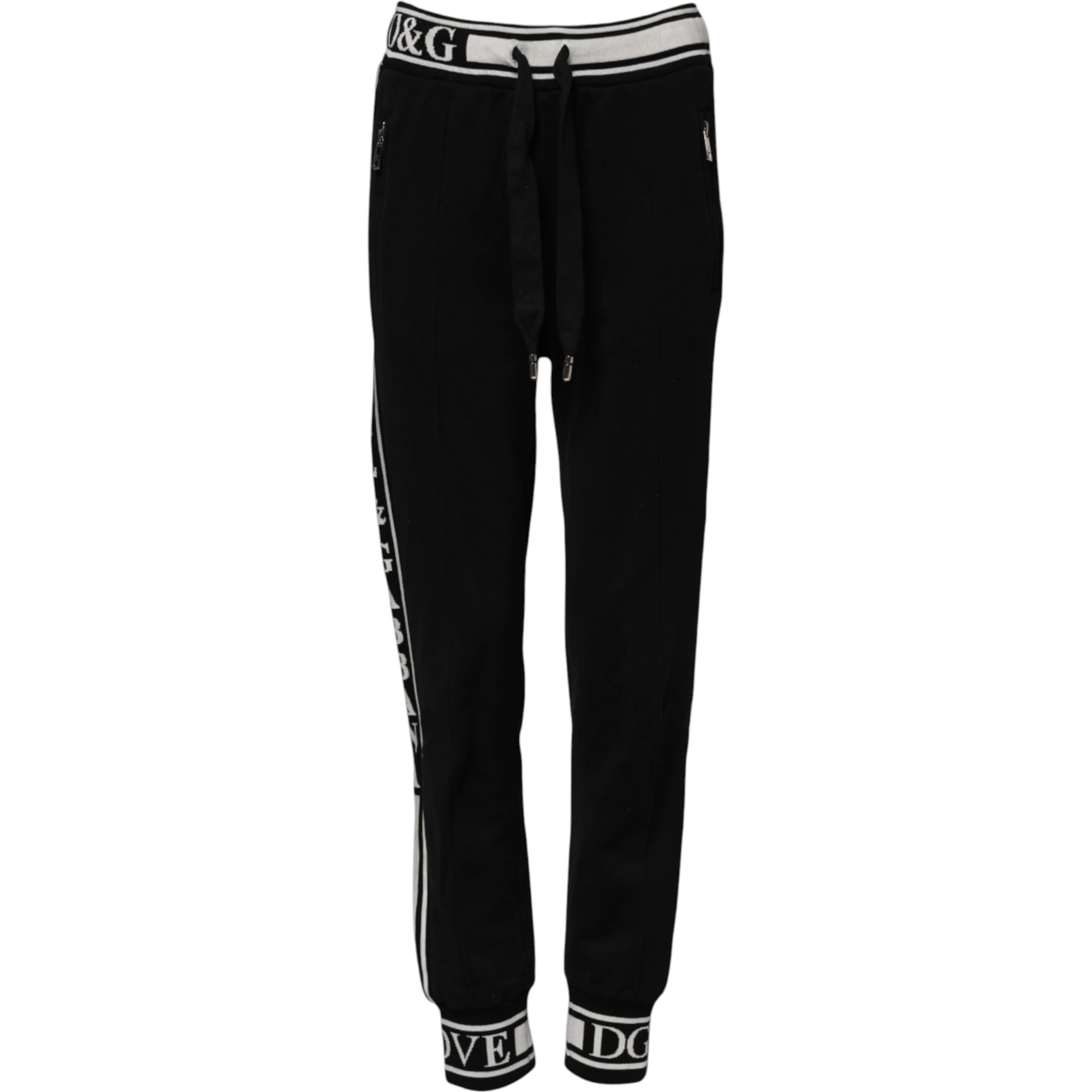Black Cotton Jogger Logo Waist Pants