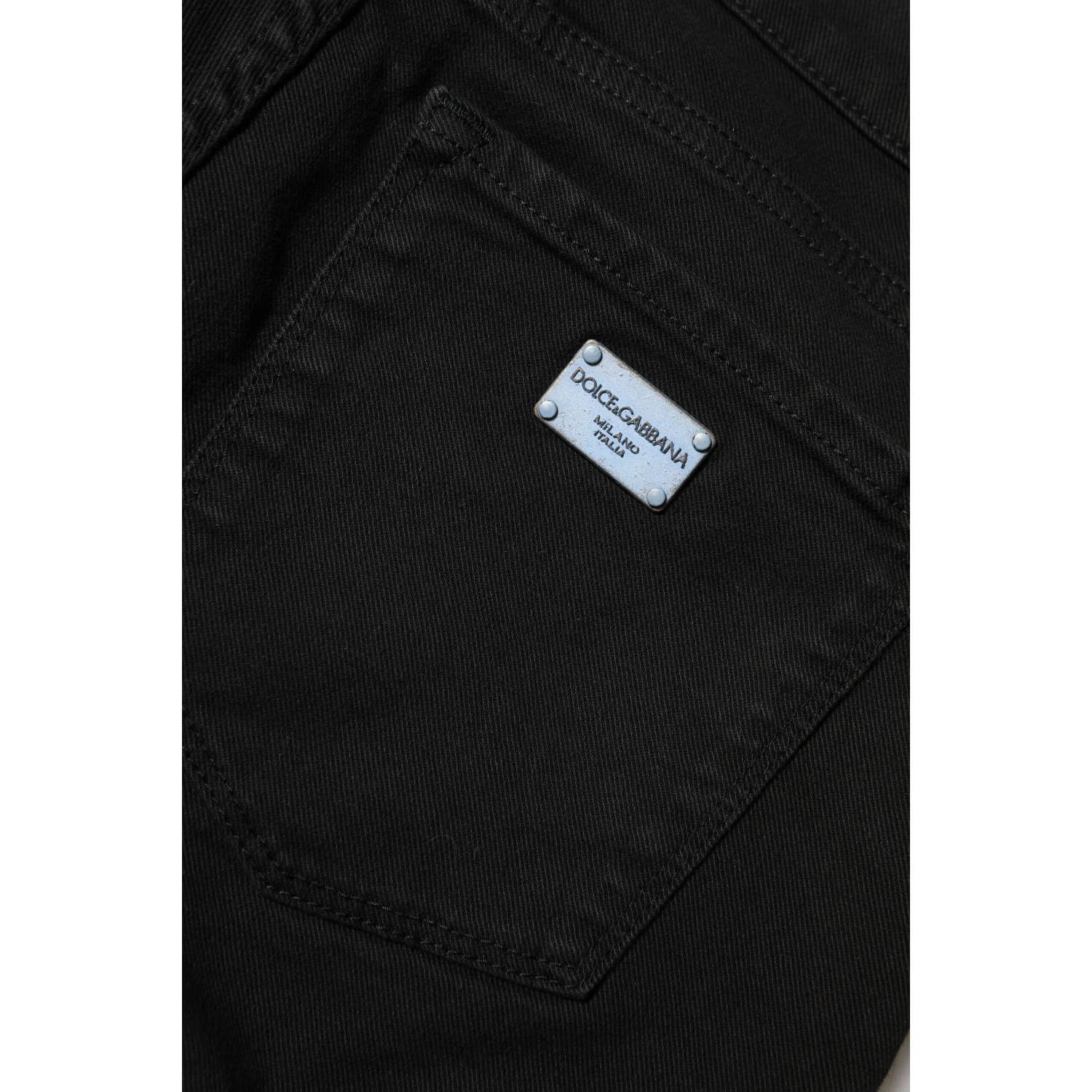 Black Cotton Logo Skinny Mid Waist Denim Jeans