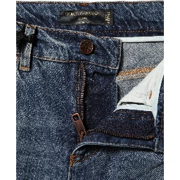 Blue Cotton Boyfriend Tattered Denim Jeans