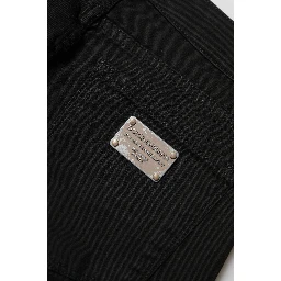 Black Cotton Logo Skinny Mid Waist Denim Jeans
