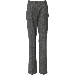 Gray Checkered High Waist Flared Pants