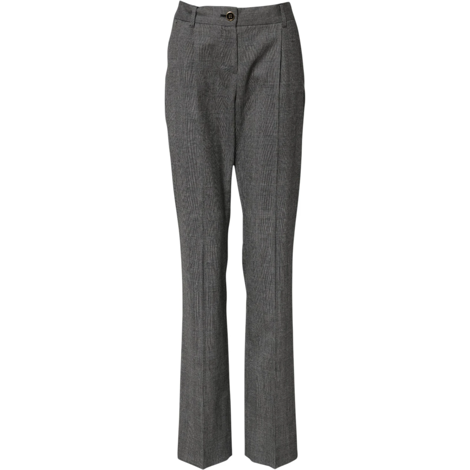Gray Checkered High Waist Flared Pants