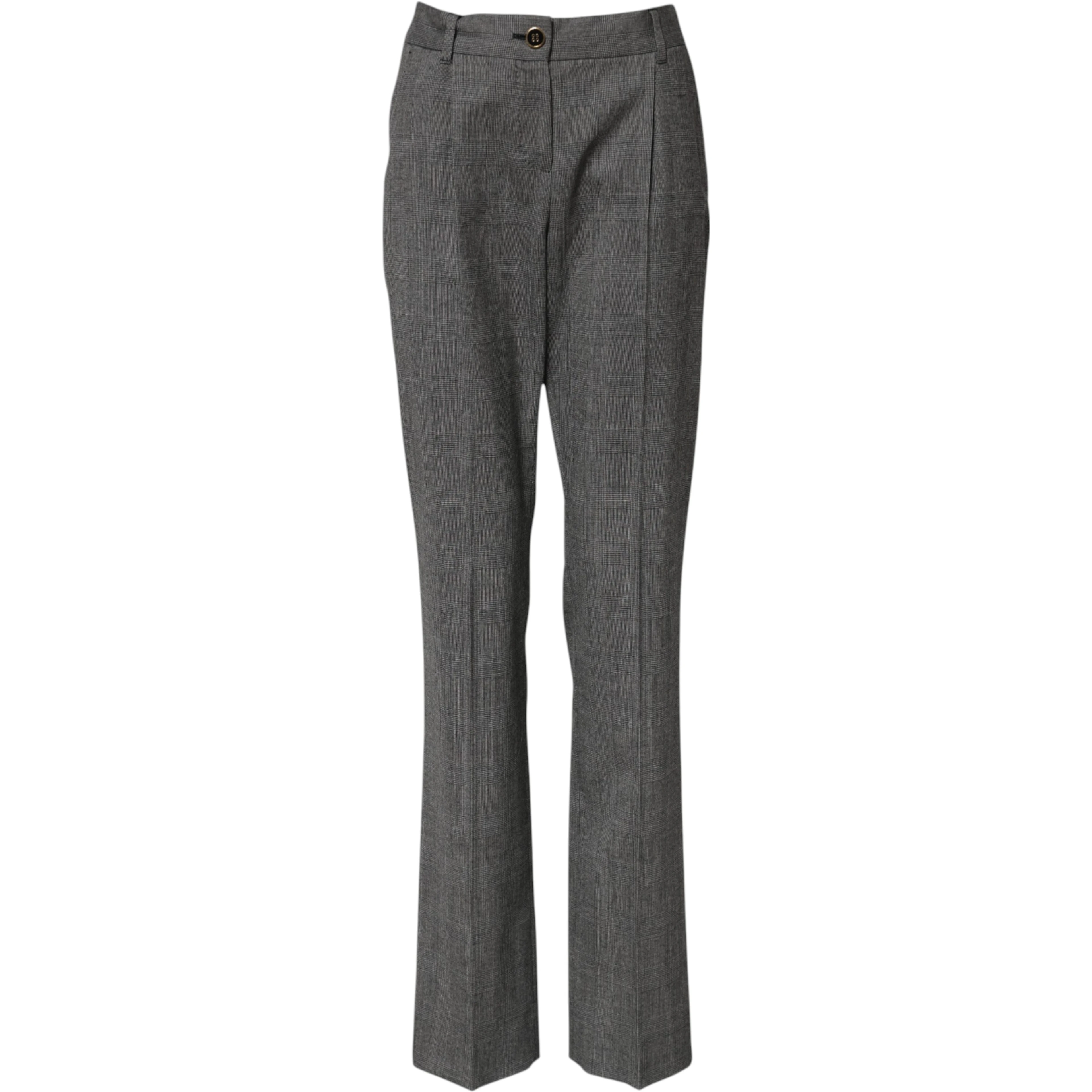 Gray Checkered High Waist Flared Pants