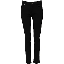 Black Cotton Logo Skinny Mid Waist Denim Jeans