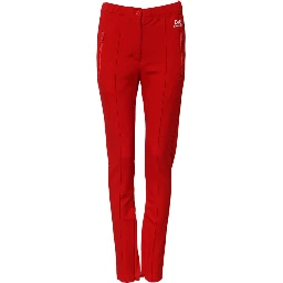 Red Mid Waist Slim Fit Pants