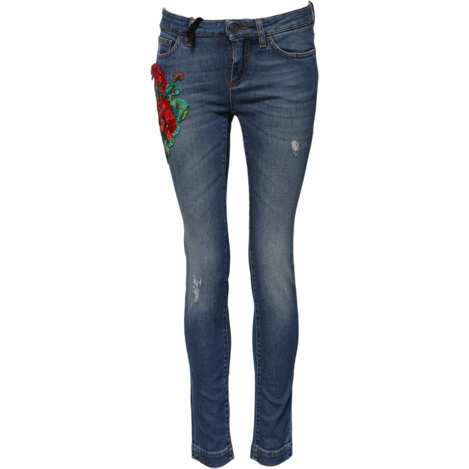 Blue Cotton Low Waist Skinny Denim Jeans