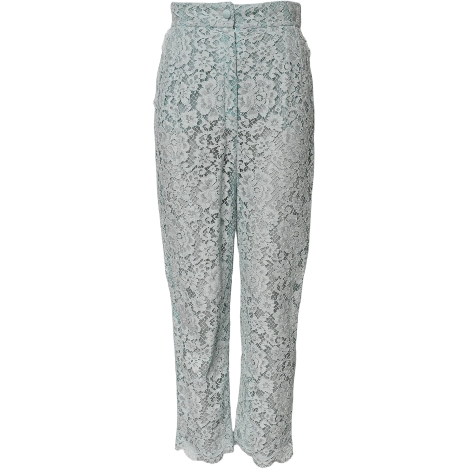 Mint Green Cotton Floral Lace Trousers Pants
