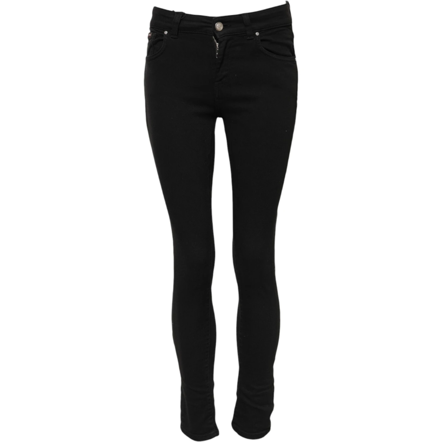 Black Cotton Skinny Mid Waist Denim Jeans
