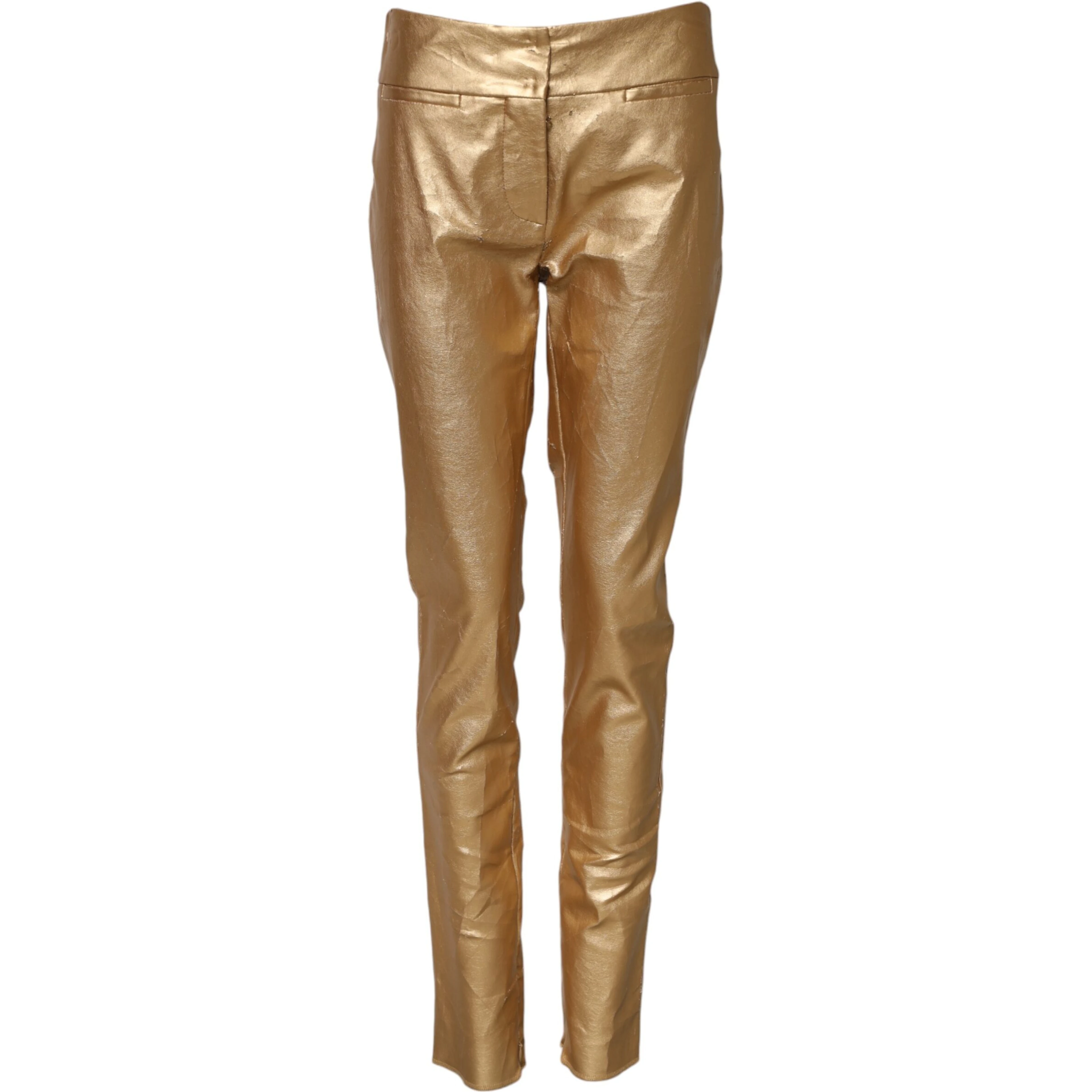 Metallic Gold High Waist Skinny Trouser Pants
