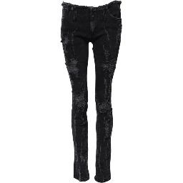 Black Cotton Tattered Skinny Denim Jeans