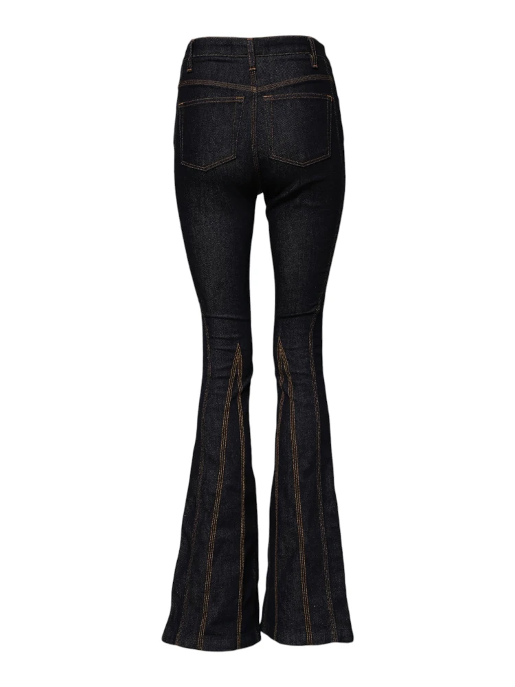 Black Cotton Mid Waist Bootcut Denim Jeans