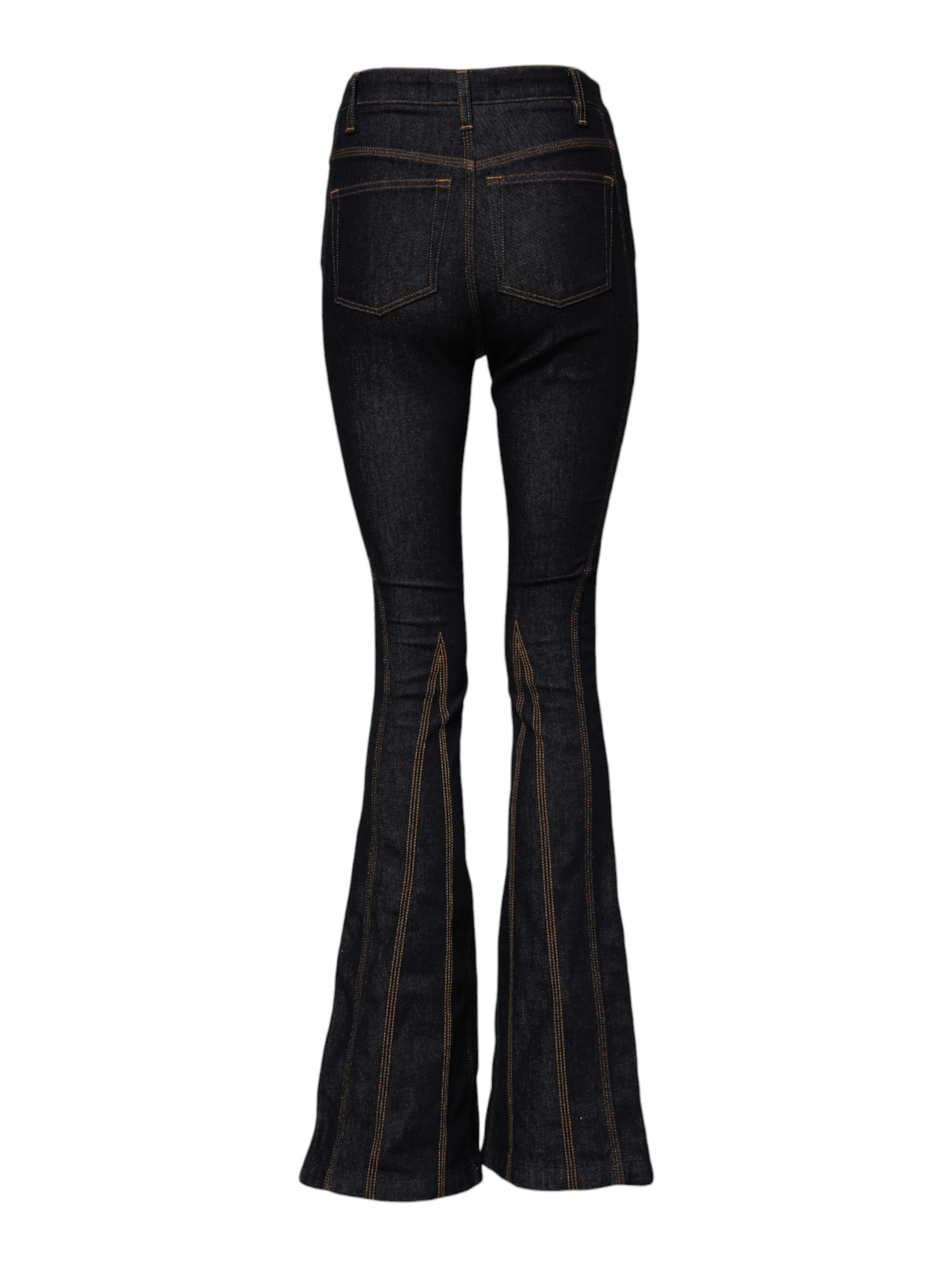 Black Cotton Mid Waist Bootcut Denim Jeans