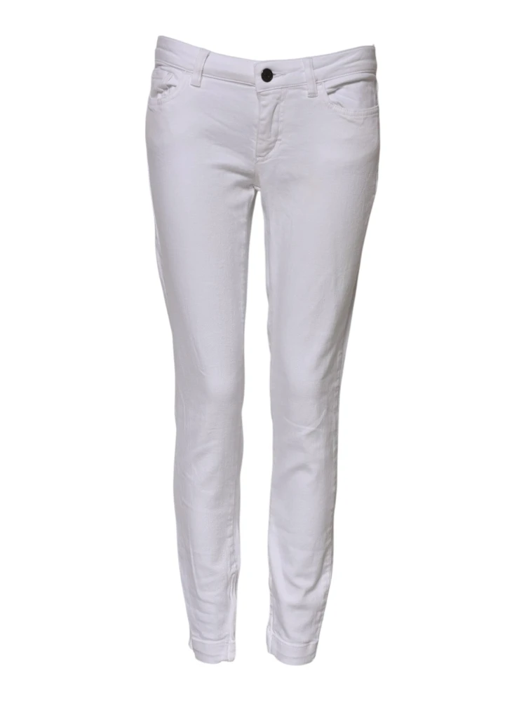 White Cotton Low Waist Skinny Denim Jeans