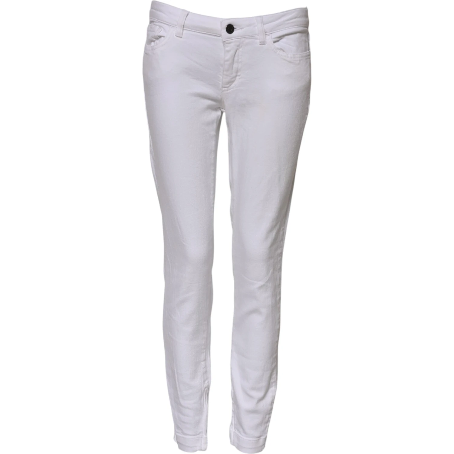 White Cotton Low Waist Skinny Denim Jeans