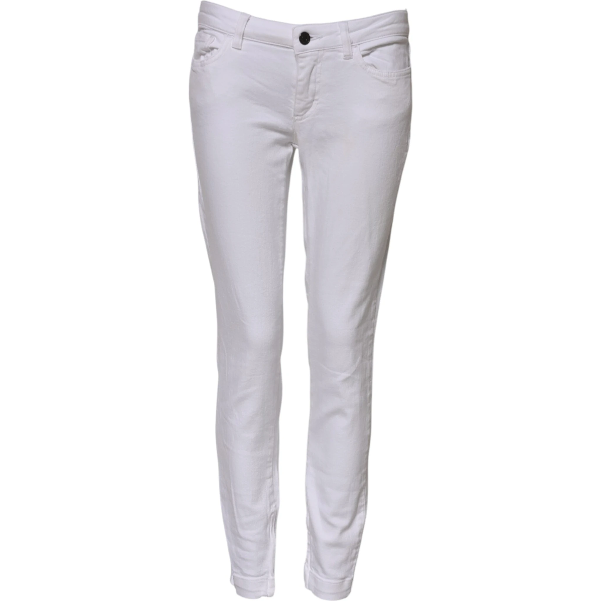 White Cotton Low Waist Skinny Denim Jeans