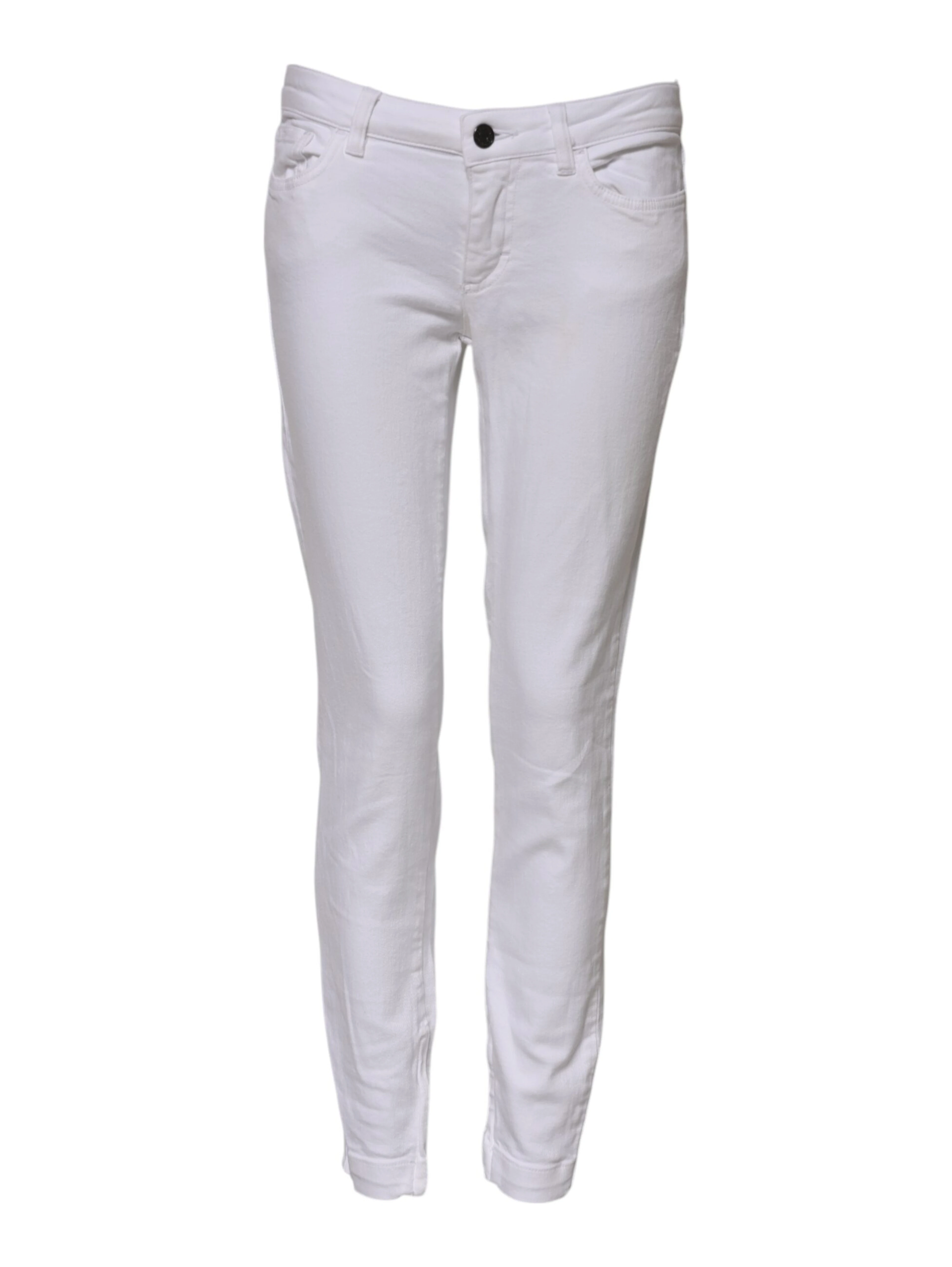 White Cotton Low Waist Skinny Denim Jeans