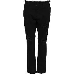Black Cotton Mid Waist Flared Denim Jeans