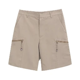 Beige Cotton Cargo Shorts