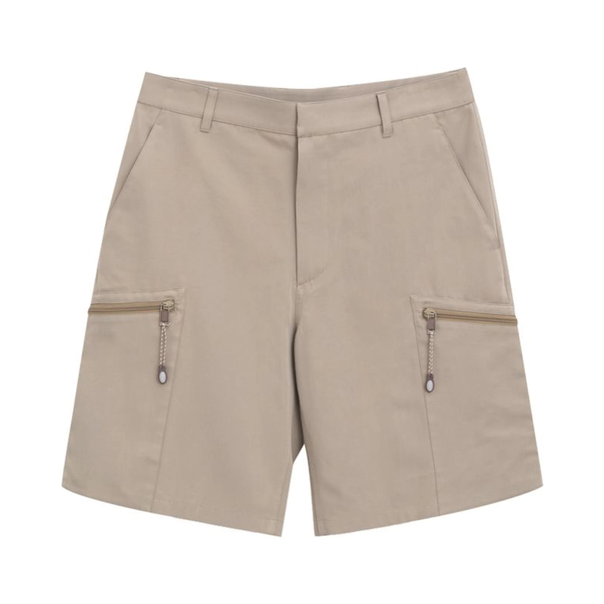 Beige Cotton Cargo Shorts