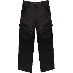 Black Viscose Cargo Pants