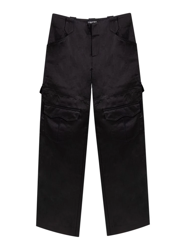 Black Viscose Cargo Pants