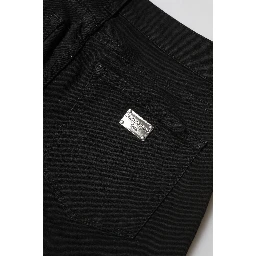 Black Cotton Logo Skinny Mid Waist Denim Jeans