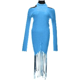 Blue Cotton Casual Dress