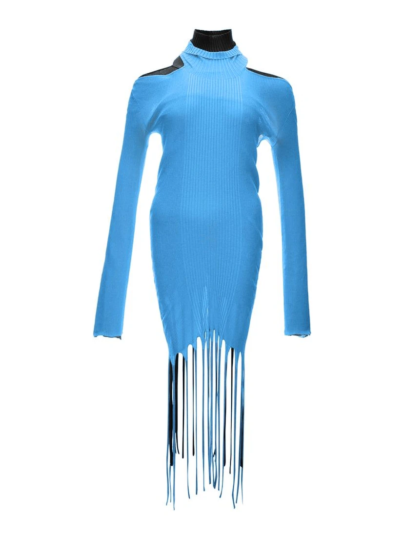 Blue Cotton Casual Dress