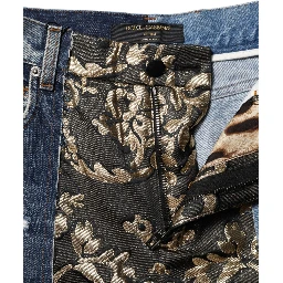 Multicolor Patchwork Tapered Denim Jeans