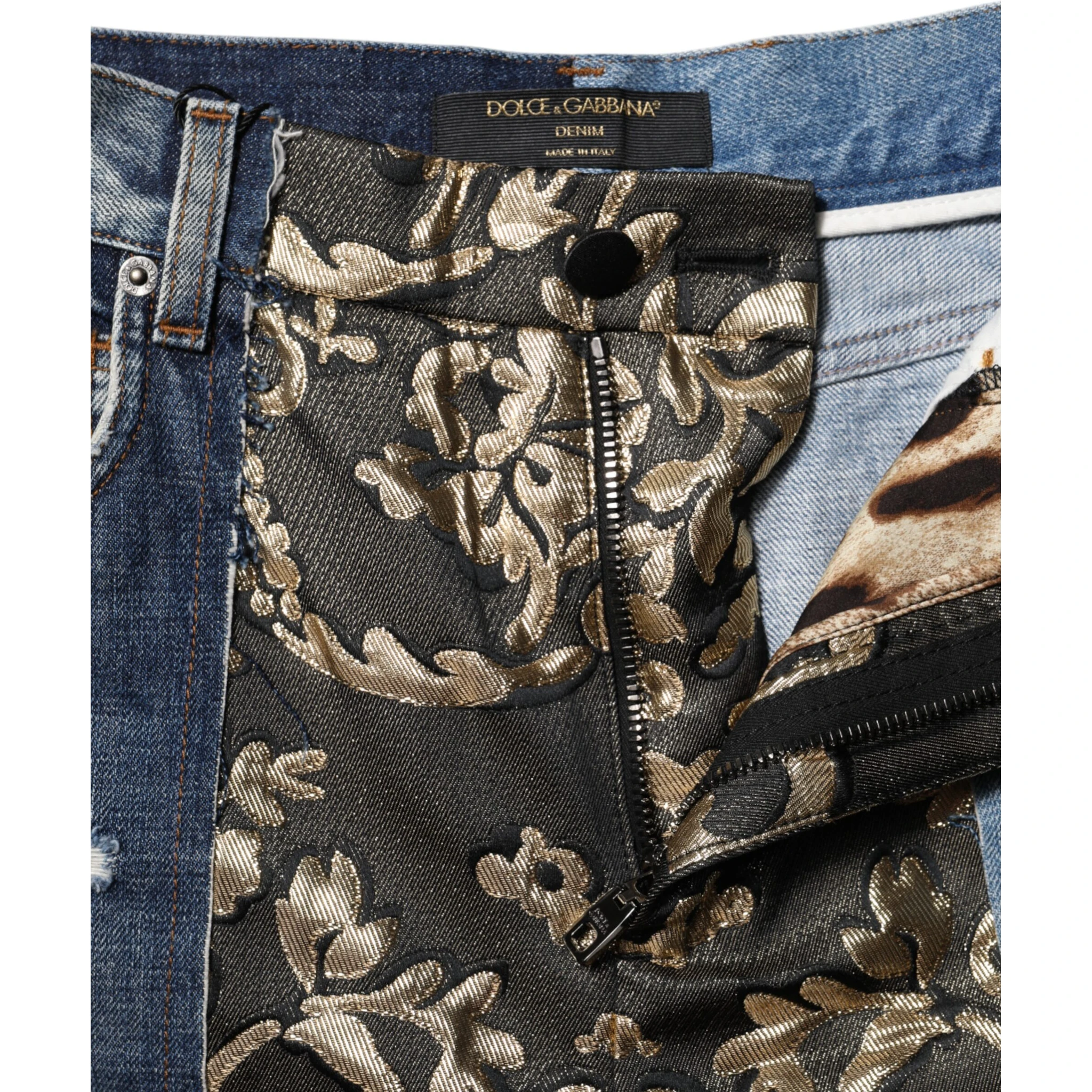 Multicolor Patchwork Tapered Denim Jeans