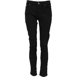 Black Cotton Skinny Mid Waist Denim Jeans