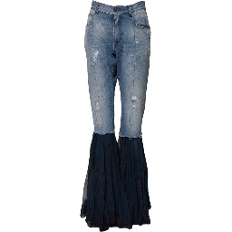 Blue Cotton High Waist Flared Denim Jeans