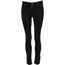 Black Cotton Skinny Mid Waist Denim Jeans