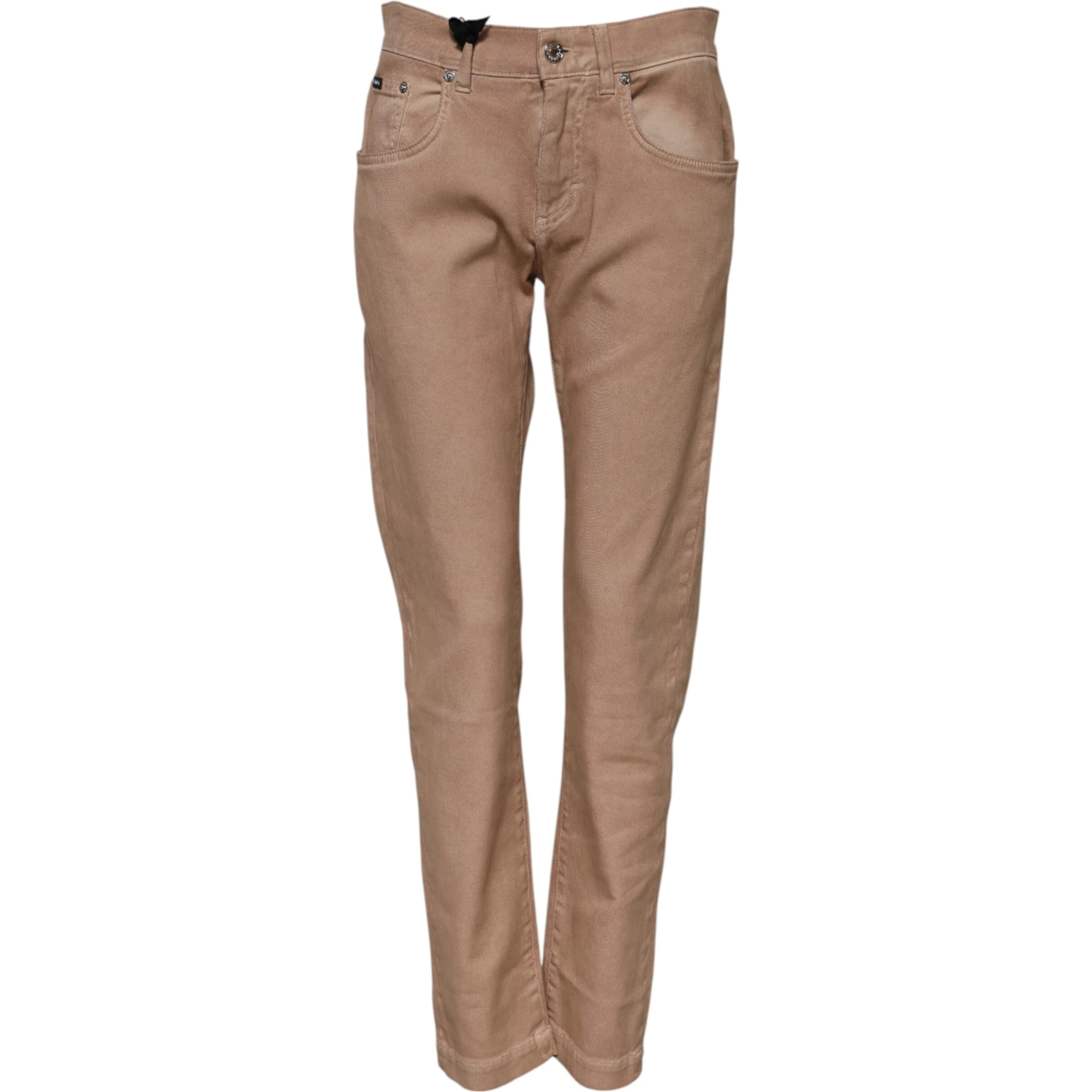 Brown Cotton Boyfriend Denim Trousers Jeans