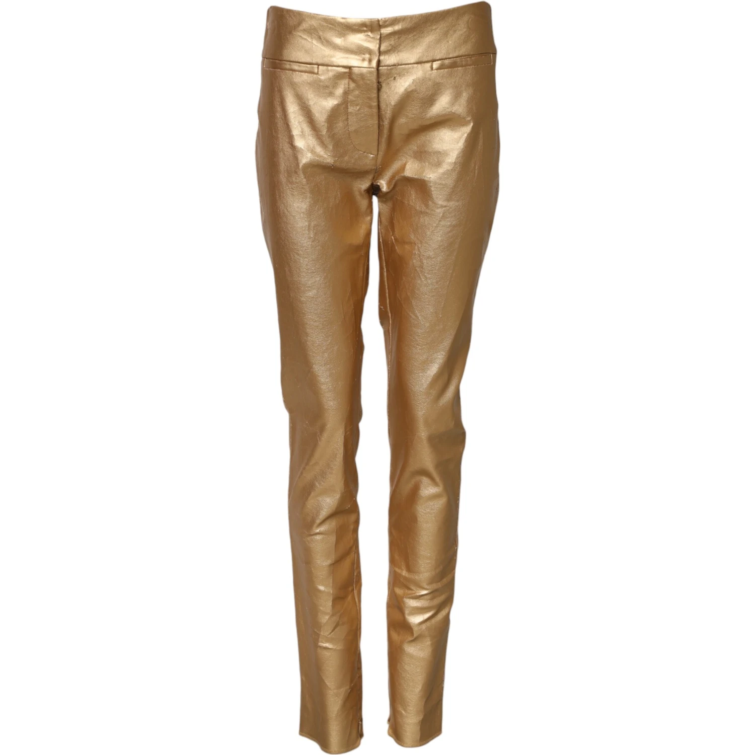 Metallic Gold High Waist Skinny Trouser Pants