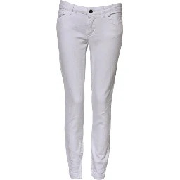 White Cotton Low Waist Skinny Denim Jeans