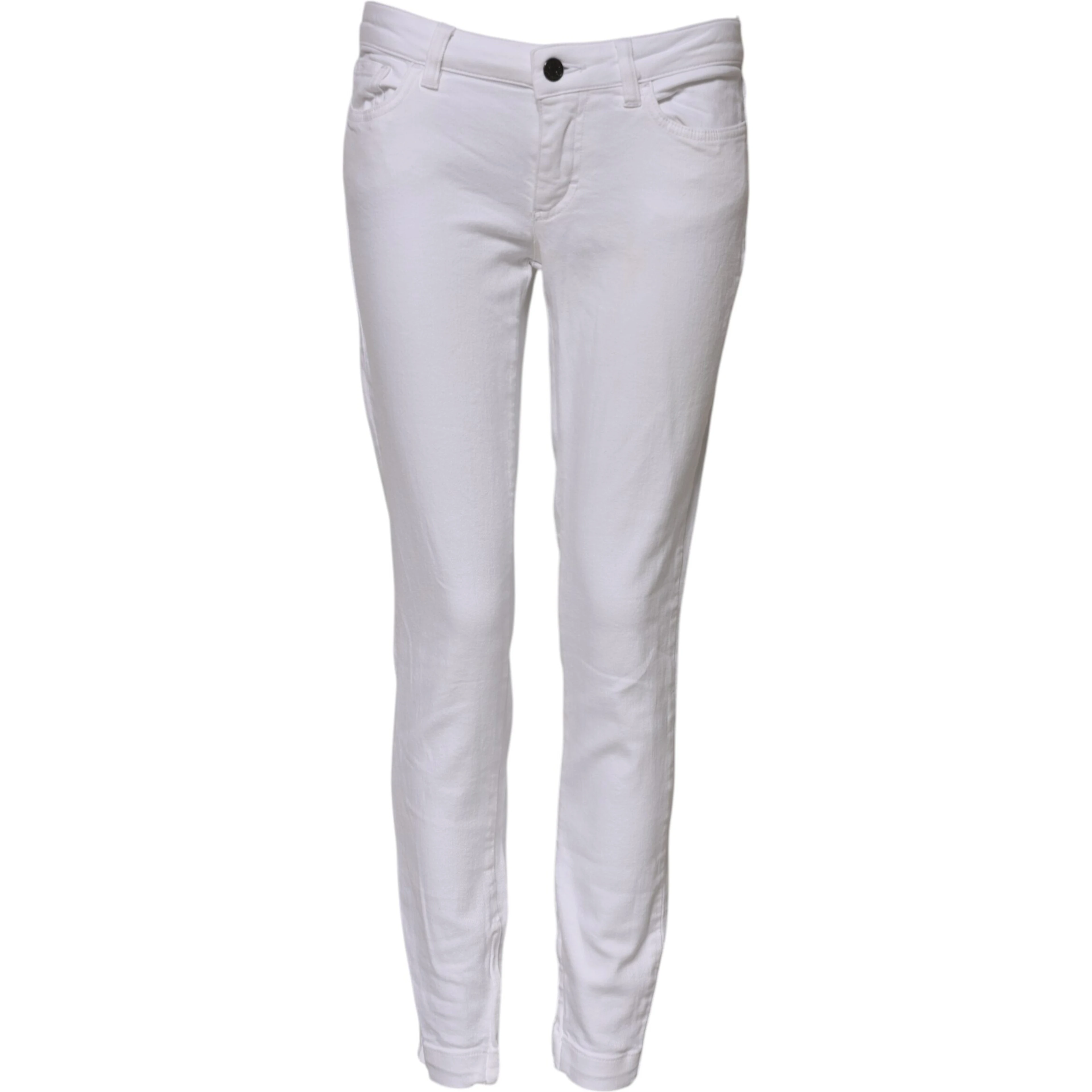 White Cotton Low Waist Skinny Denim Jeans