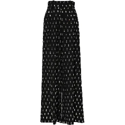 Black Crystal Embellished Wide Leg Pants
