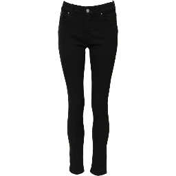 Black Cotton Mid Waist Skinny Denim Jeans