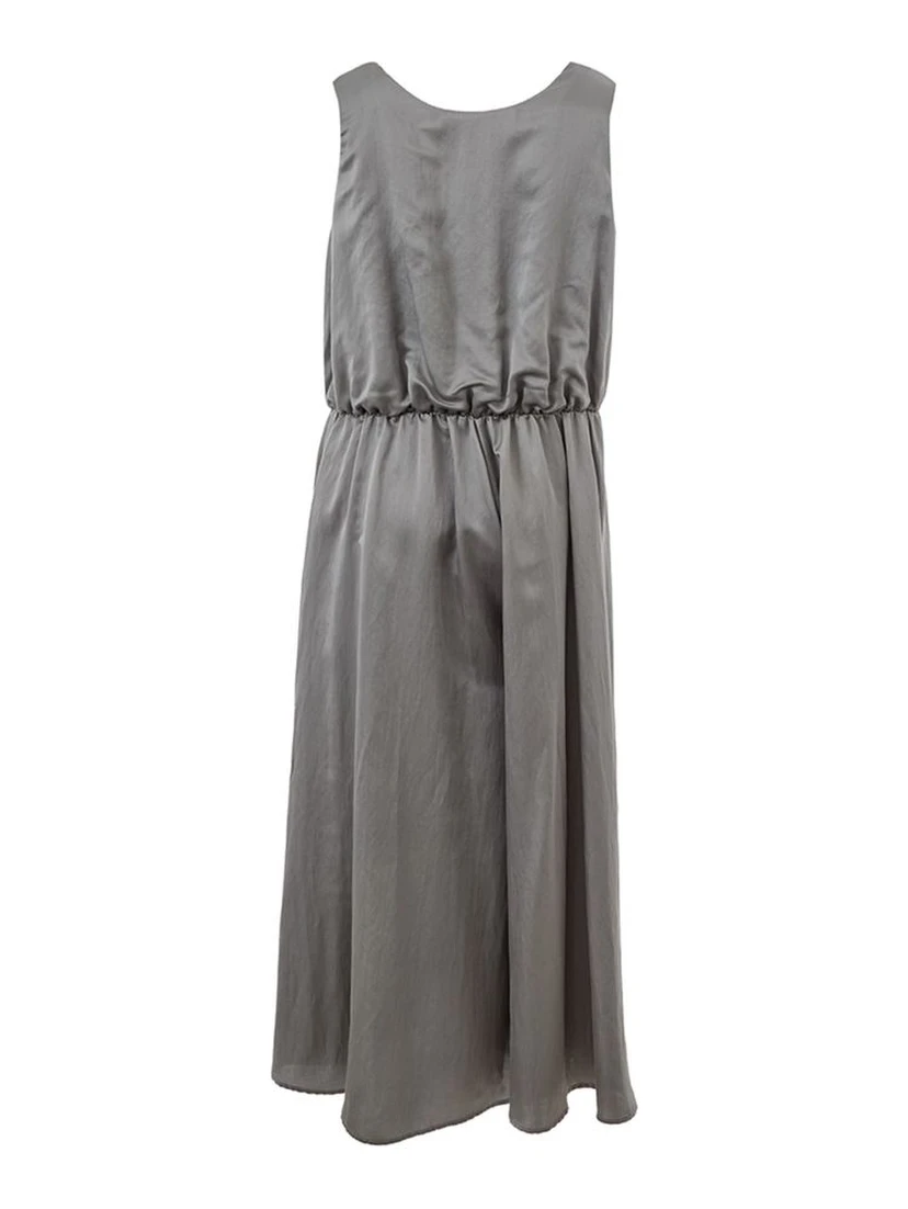 Gray Silk Casual Dress