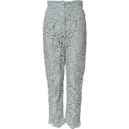Mint Green Cotton Floral Lace Trousers Pants