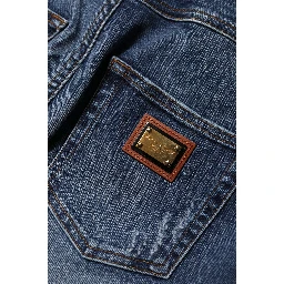 Blue Rhinestone Embellished Denim Jeans