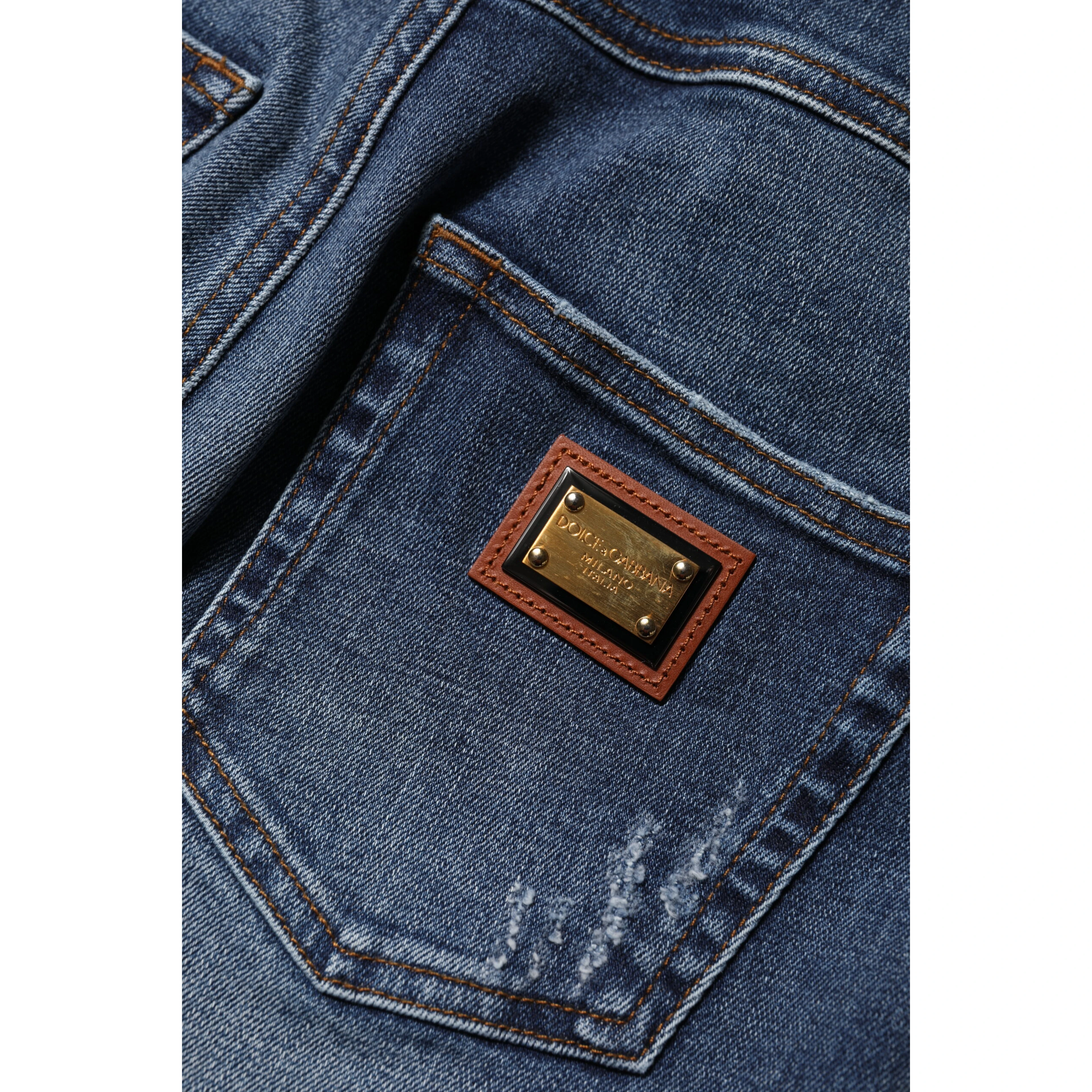Blue Rhinestone Embellished Denim Jeans