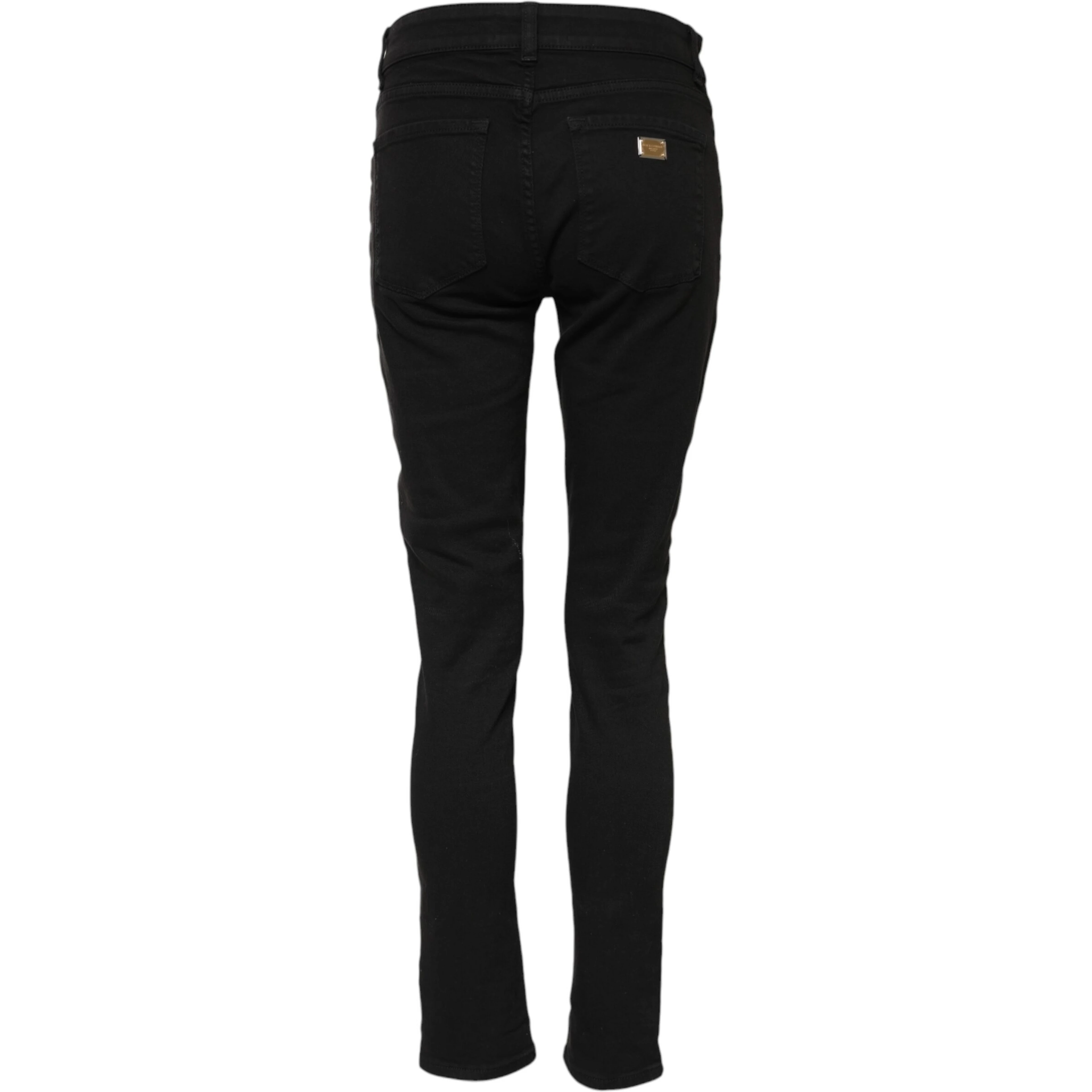 Black Cotton Skinny Mid Waist Denim Jeans