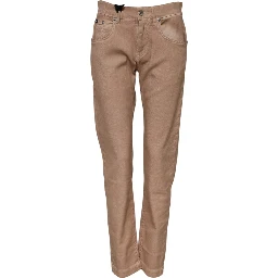 Brown Cotton Boyfriend Denim Trousers Jeans