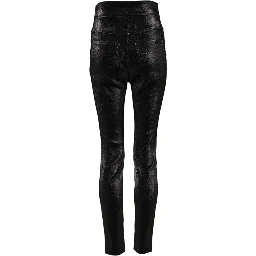 Black Cotton Stretch Lurex Thread Skinny Pants