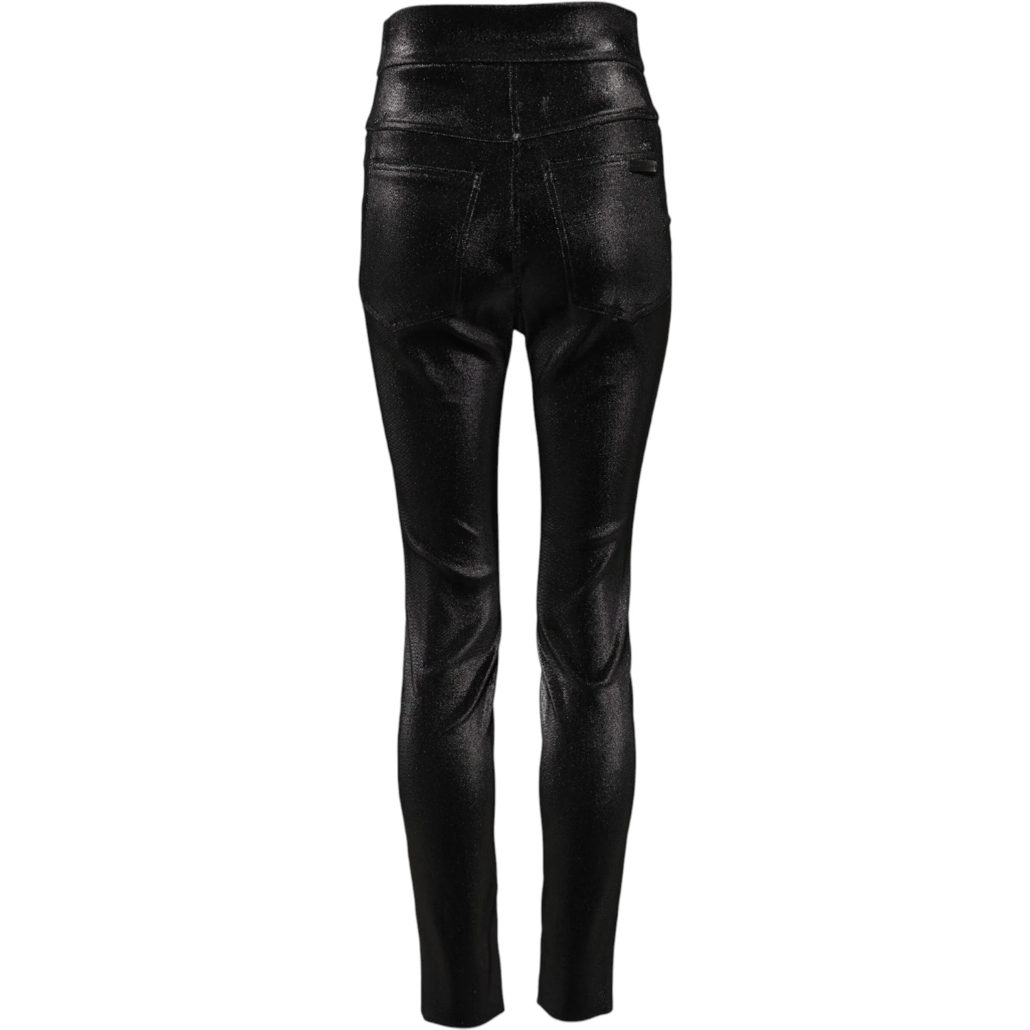 Black Cotton Stretch Lurex Thread Skinny Pants